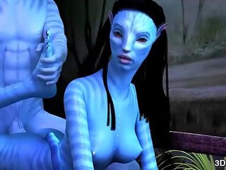 Avatar 프리마 돈나 항문의 엿 로 거대한 푸른 샤프트