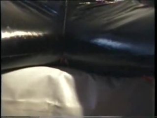 Sperm-Traudl with crotchopen pvc trousers gets a fuck without smooching